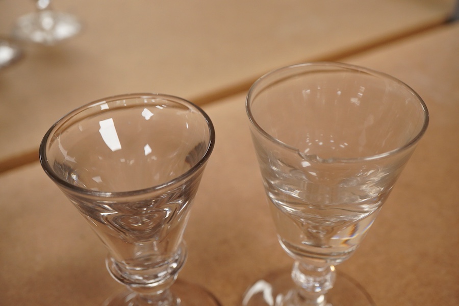 Two late 18th century toastmaster’s glasses, tallest 11.5cm, one af